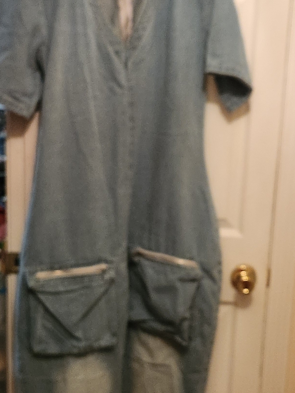Fashion Nova Light Blue Denim Jumpsuit Romper - Picture 2 of 4